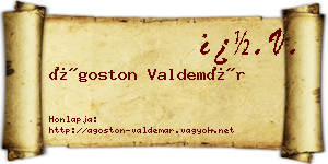 Ágoston Valdemár névjegykártya